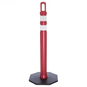 42" JBC Safety Arch Top Traffic Delineator Post Kit - Red Post   8 LBS Base