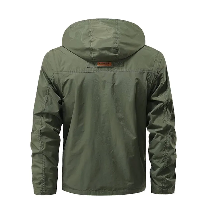 Advbridge Detachable Sleeves Outdoor Jacket For Men Spring  Autumn Windproof Stormtrooper Tops Multi pocket Casual Loose Hooded Coat Trip