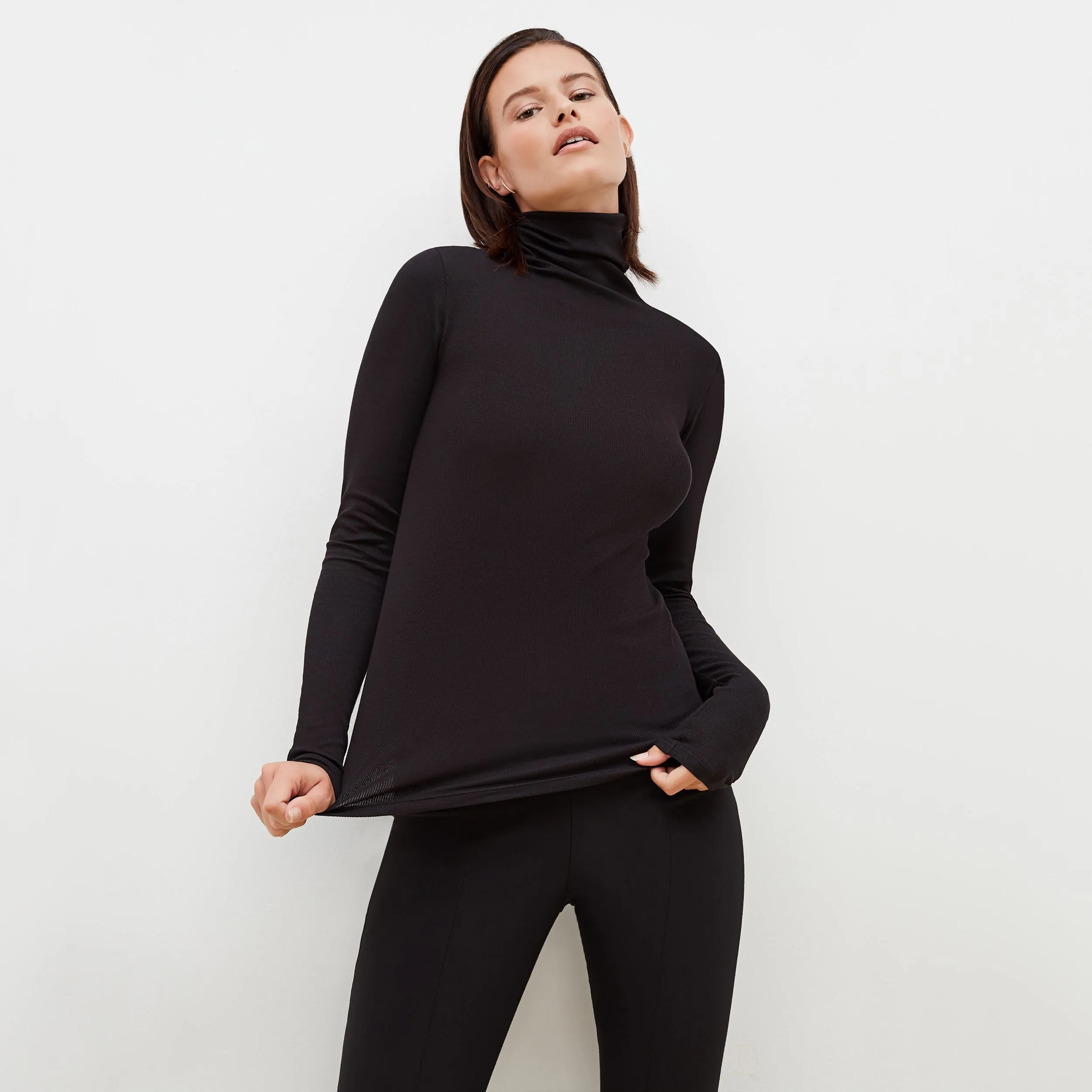 Axam Layering Turtleneck - Ribbed Pima Cotton :: Black