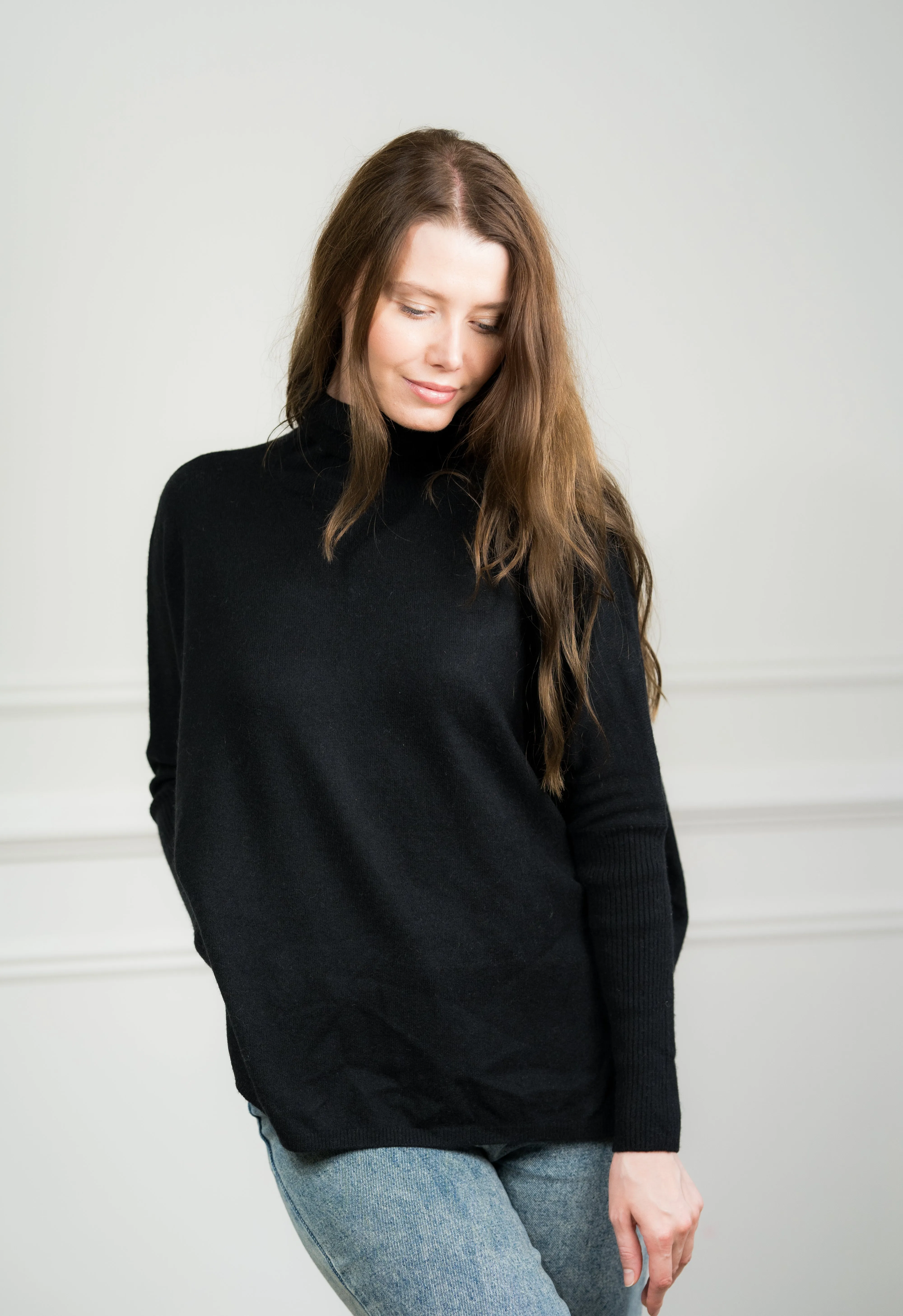 Black Boxy Cashmere Sweater