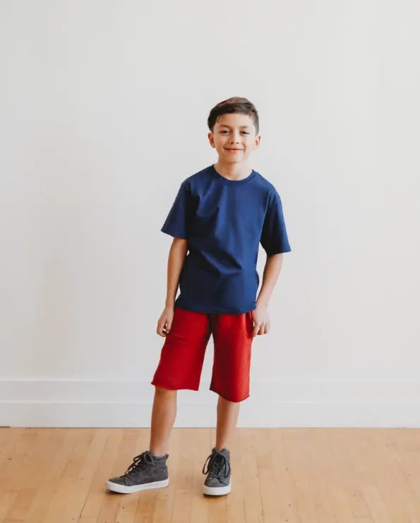 Boys Soft Cotton Jersey Short Sleeve Crew Tee | Smurf Blue