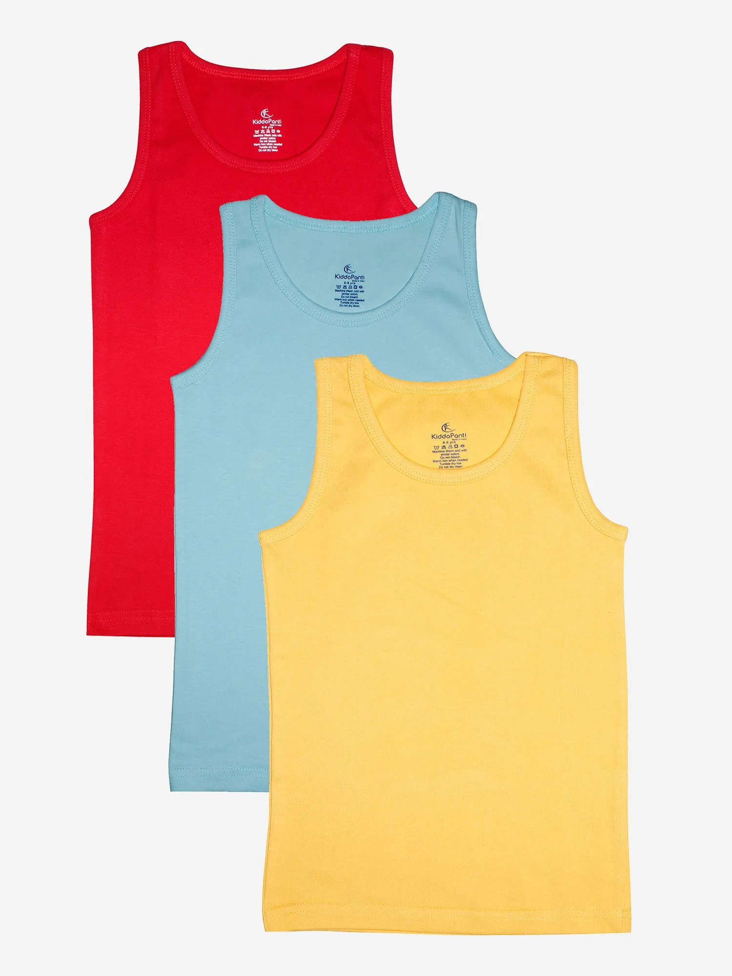 Boys Solid Rib Vest Pack Of 3