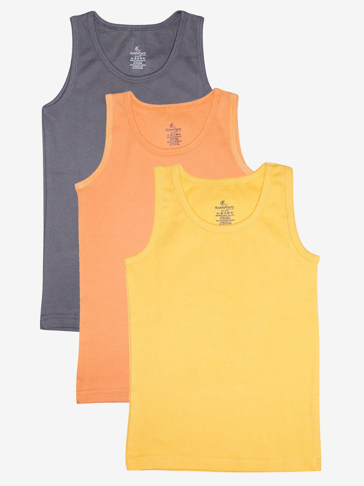 Boys Solid Rib Vest Pack Of 3