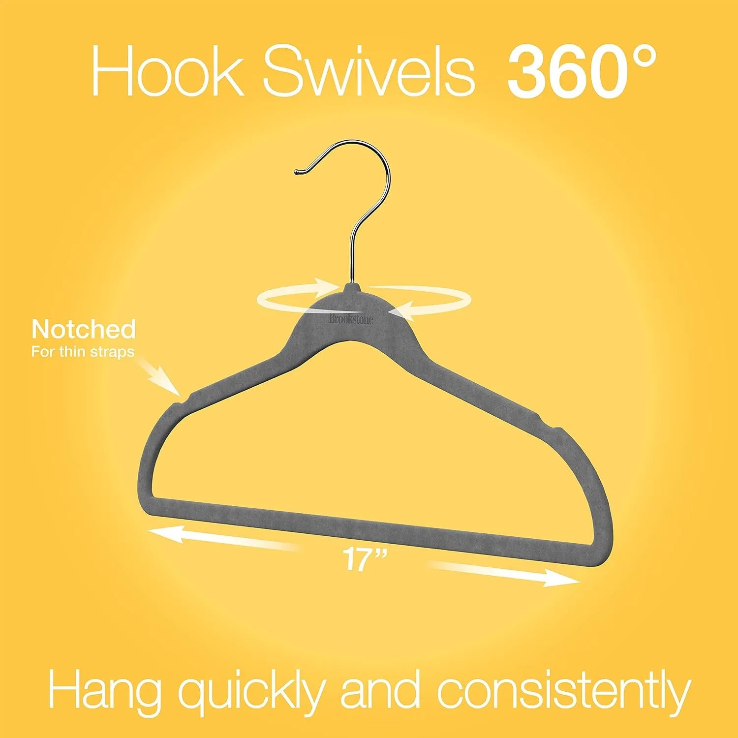 Brookstone Non-Slip Velvet Hangers with 360 Swivel Hook, 21 Pack