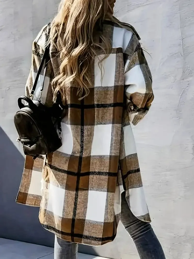 Button-Front Plaid Jacket