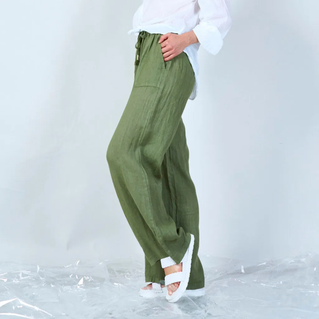 Comfortable linen blend drawstring pants wholesale