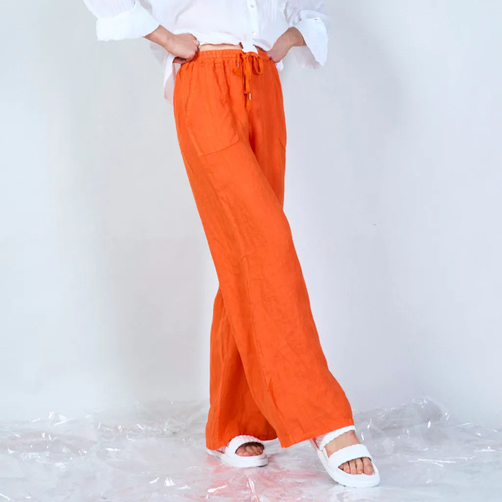 Comfortable linen blend drawstring pants wholesale