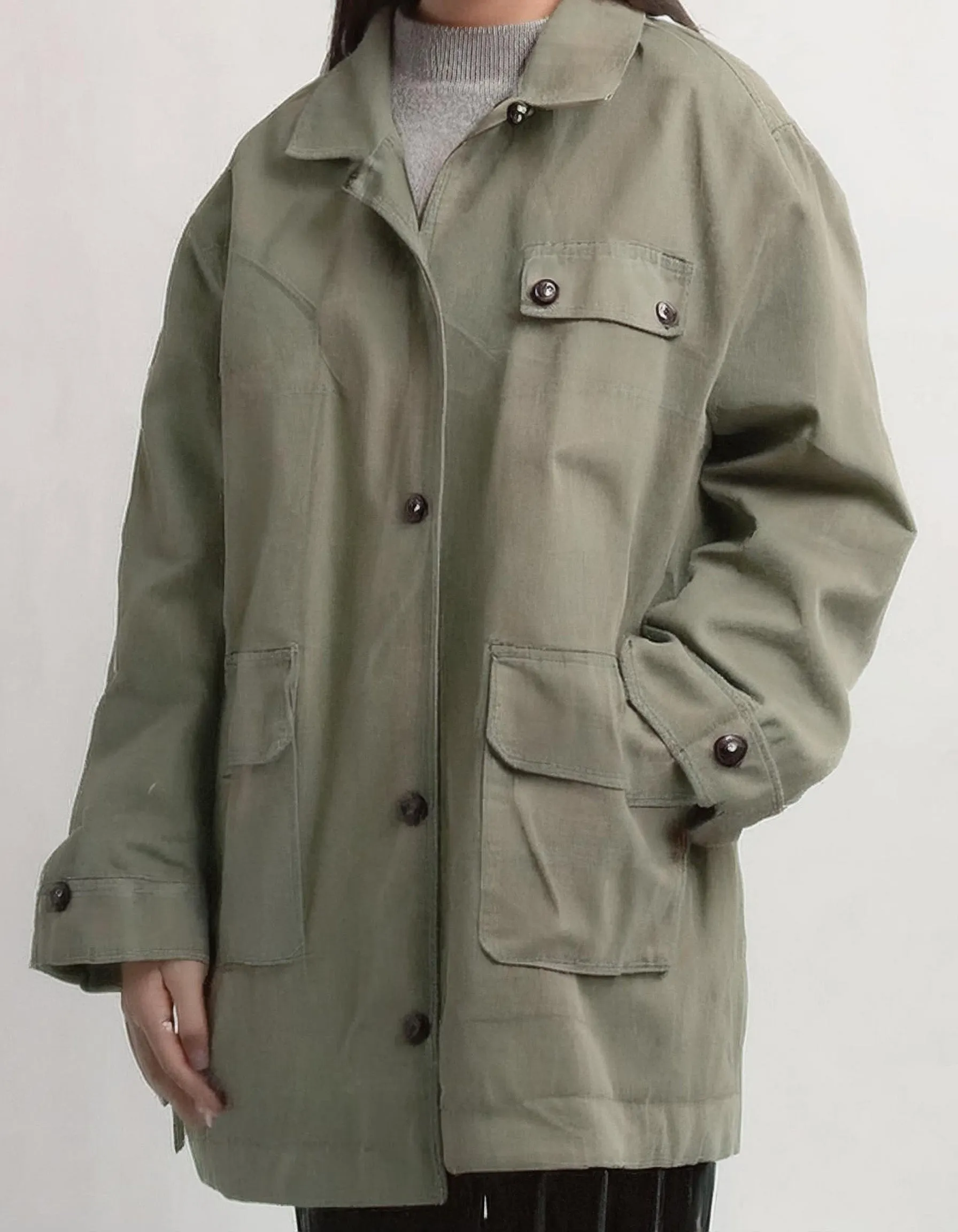 Dark Olive Green Hooded Parka with Waist Belt