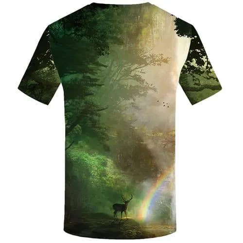 Deer T shirts Men Animal T shirts Funny Rainbow Tshirts Cool Forest Tshirt Printed Harajuku T-shirts 3d Short Sleeve summer