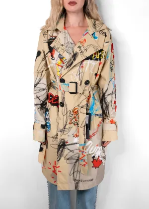 DSQUARED2 Graffiti-print Trench Coat In Yellow