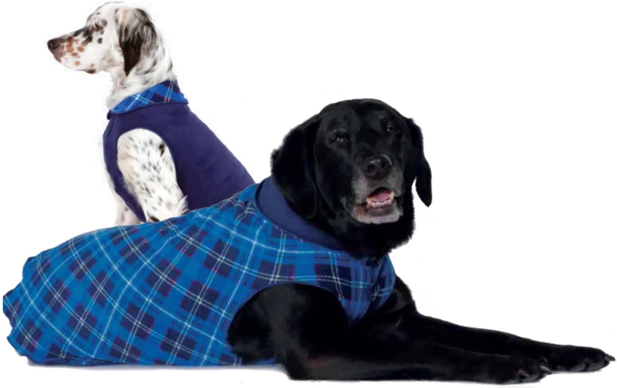 Duluth Double Fleece Pullover Dog Sweater - Blue Plaid/Navy