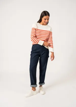 Ecrins Striped Jumper - in soft wool (ECUME/BASKET)