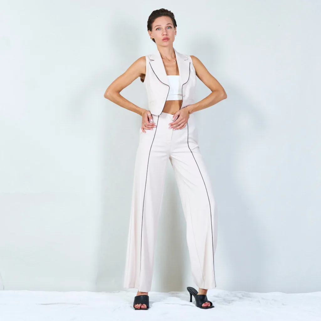 Elegant wide-leg pants with vest set wholesale