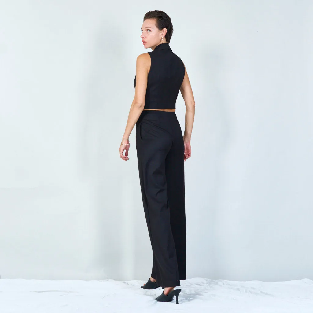 Elegant wide-leg pants with vest set wholesale