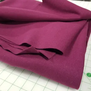 End of BOlt: 2 yards of Designer Deadstock 90% Wool Blend Double Weave Coating Fuchsia  Knit 14 oz -Remnant