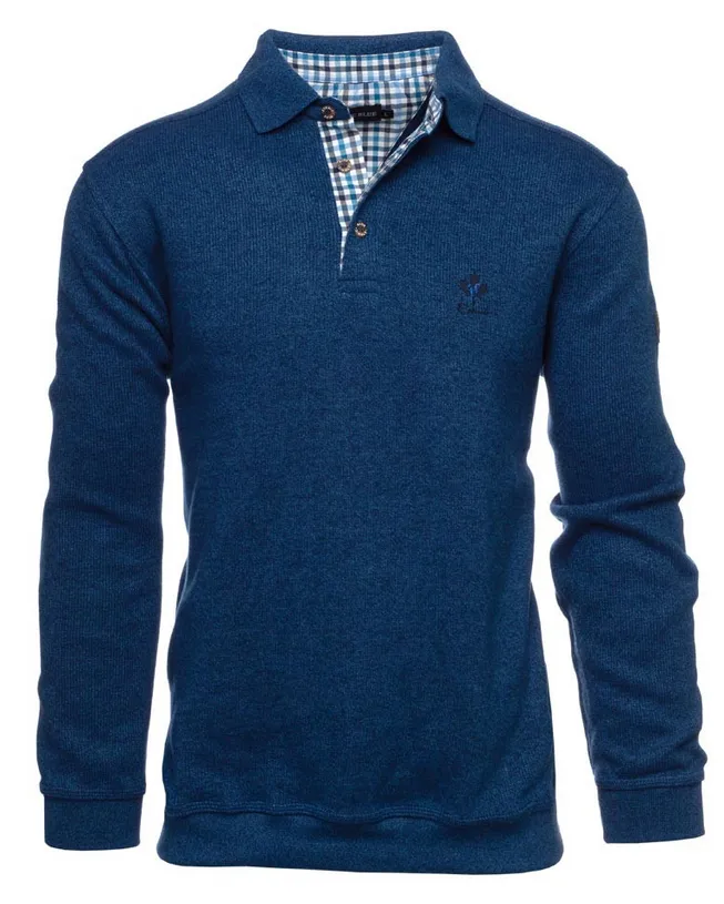 Ethnic Blue Polo Sweater Soft Touch | Royal Blue