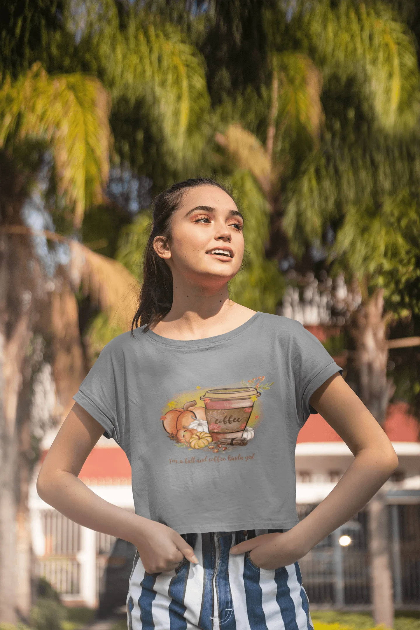 Fall and Coffee Cropped T-Shirt