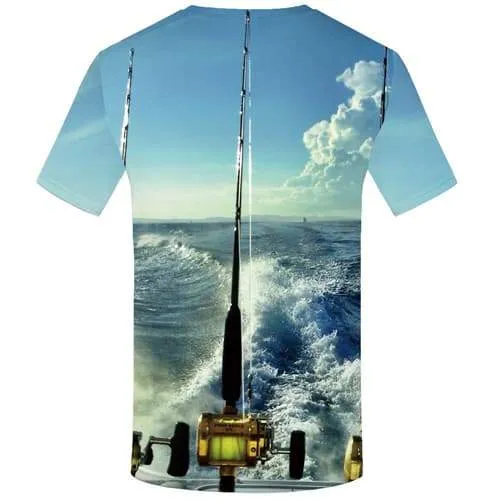 Fish T shirts Men Tracksuits T-shirts Graphic Wave Tshirt Printed Fisherman T shirts Funny Fishing Tshirts Cool Short Sleeve