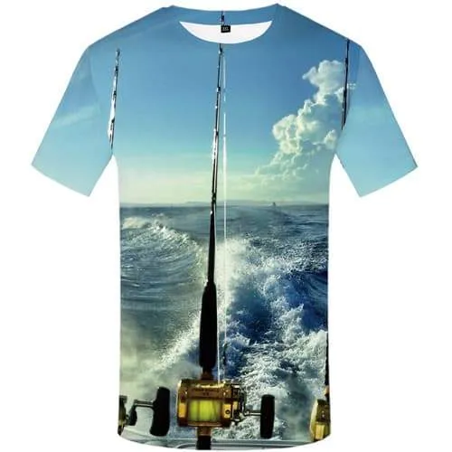 Fish T shirts Men Tracksuits T-shirts Graphic Wave Tshirt Printed Fisherman T shirts Funny Fishing Tshirts Cool Short Sleeve