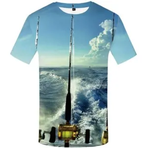 Fish T shirts Men Tracksuits T-shirts Graphic Wave Tshirt Printed Fisherman T shirts Funny Fishing Tshirts Cool Short Sleeve