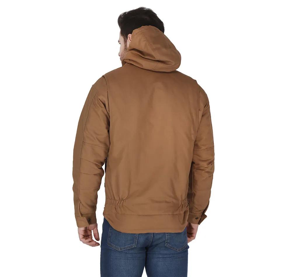 Forge Fr Men's Brown Insulated Duck Hooded Jacket