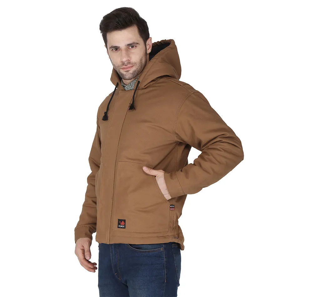 Forge Fr Men's Brown Insulated Duck Hooded Jacket