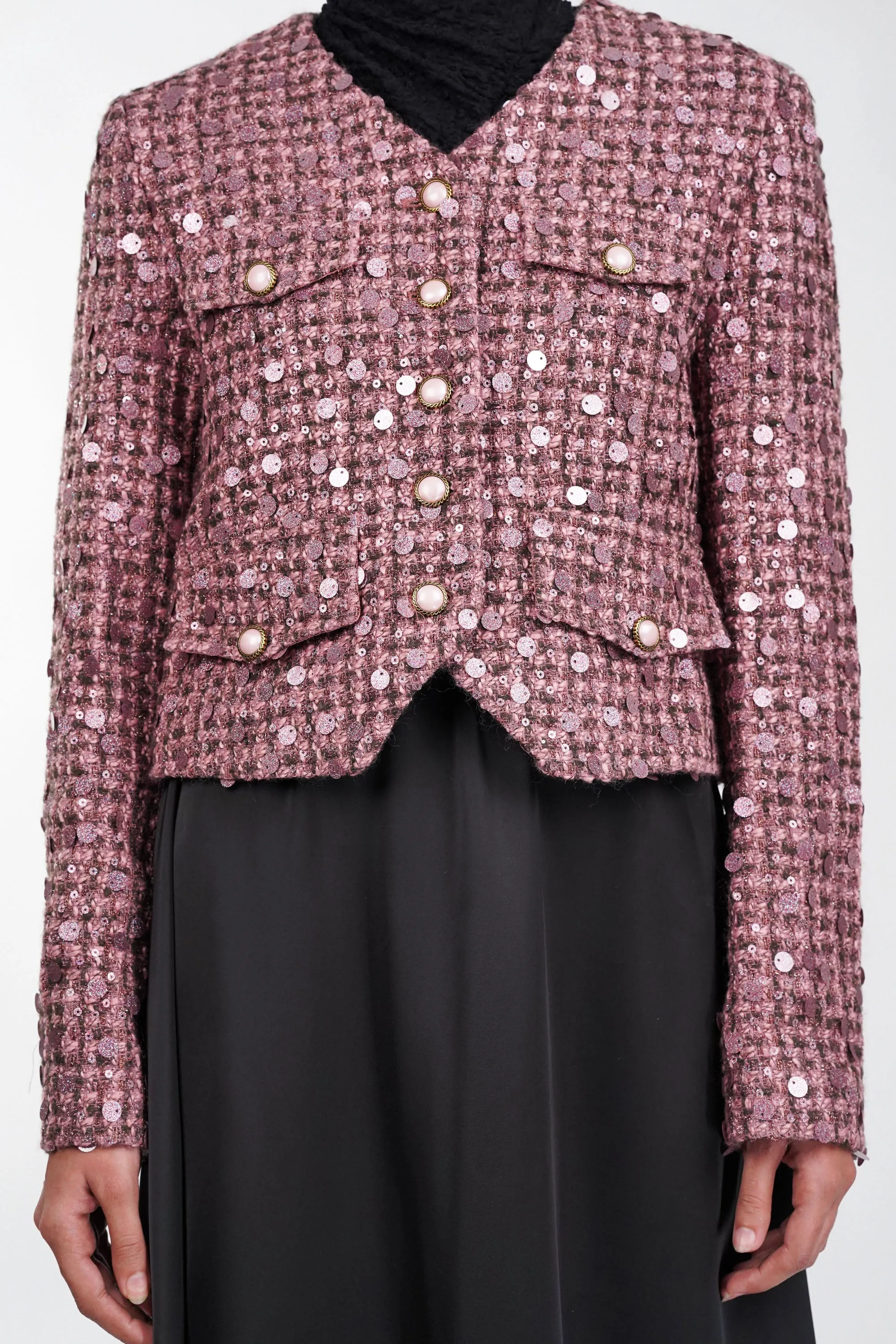 Fuchsia Pink Stardust Sequin Blazer