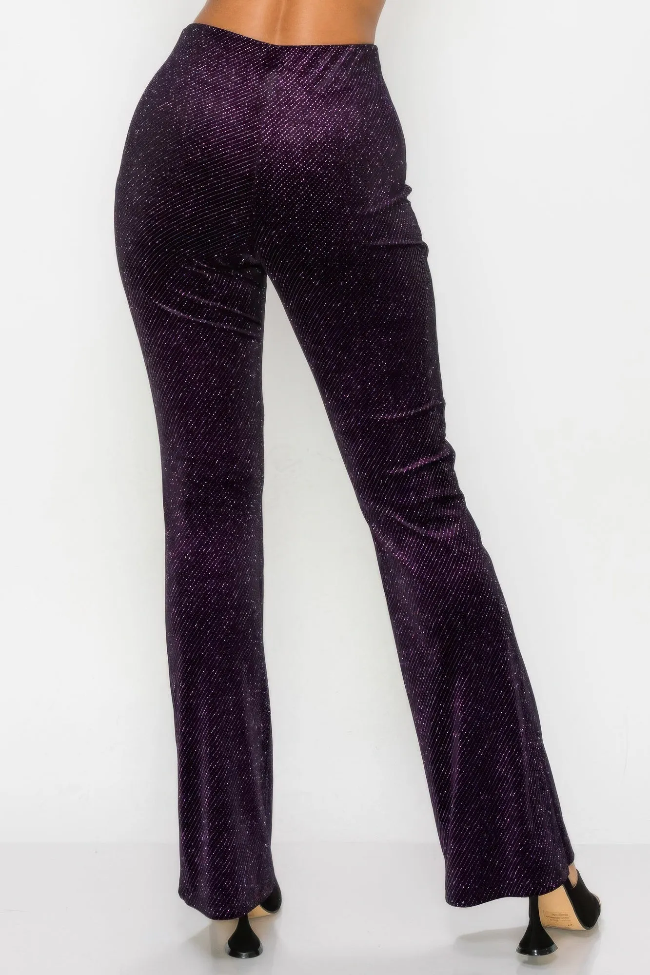 Glittery Flare High-rise Pants