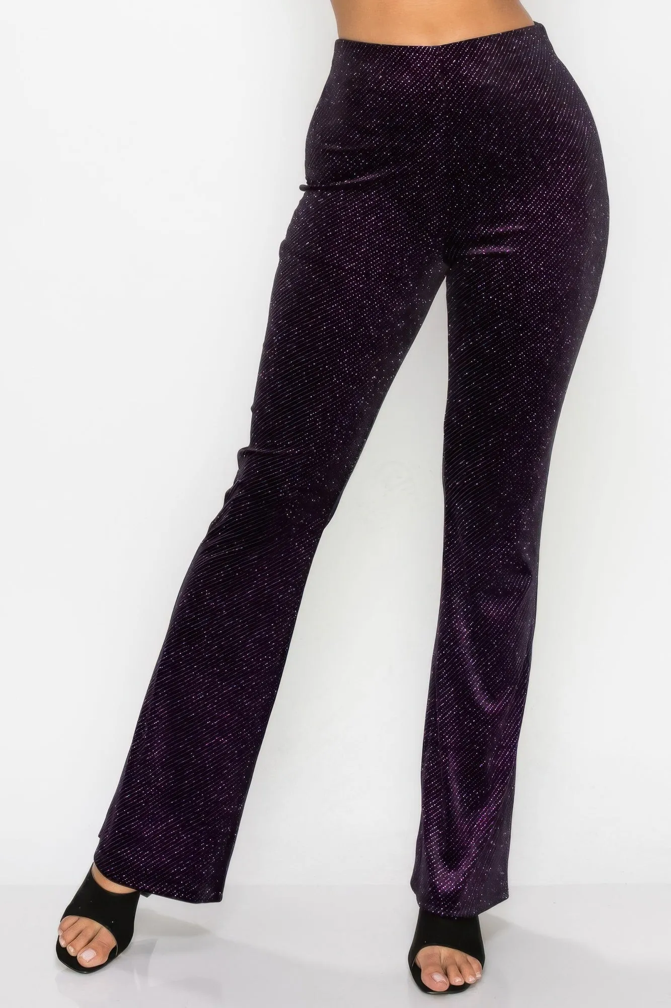 Glittery Flare High-rise Pants