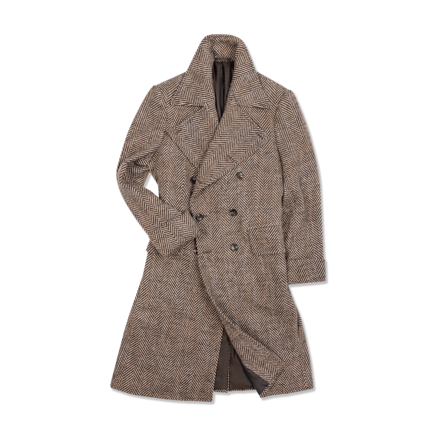 Greatcoat in Brown Herringbone