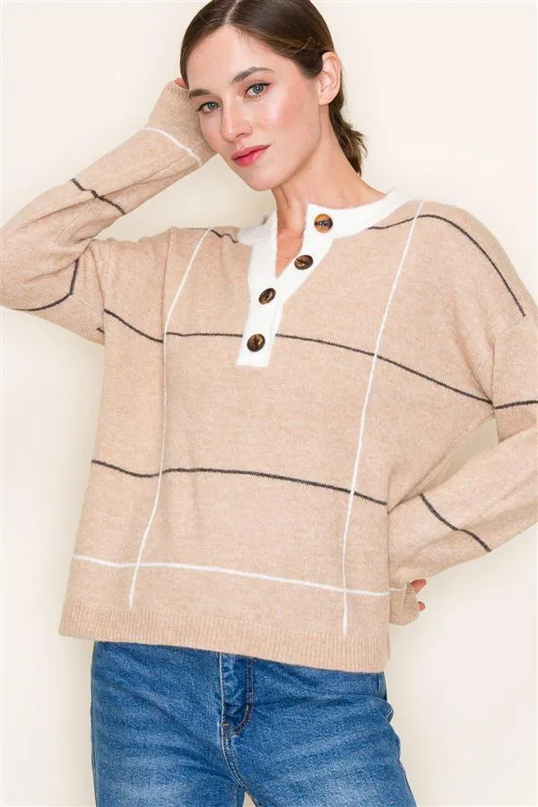 Grid Button Sweaters - 2 Colors!