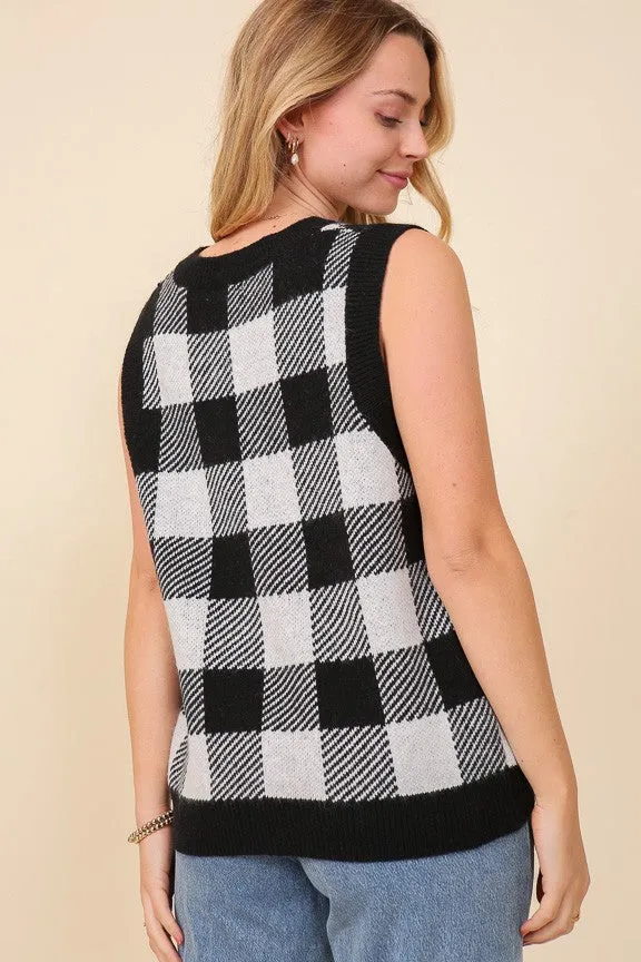 Holiday Sweater Plaid Print Vest *