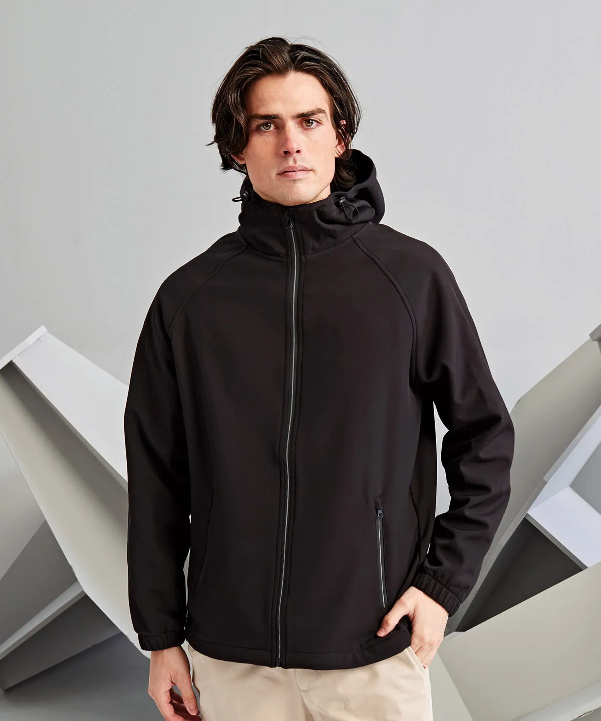 Hooded 2-layer softshell jacket | Black