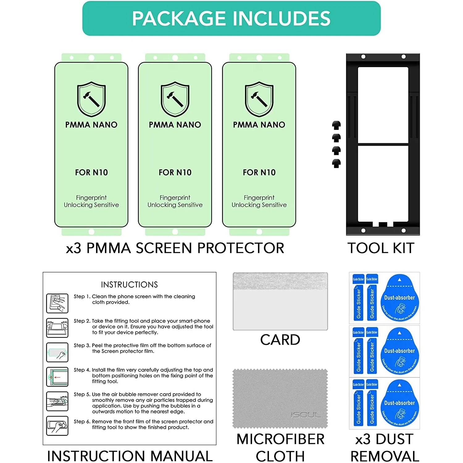 ISOUL 3 Pack Flexible Screen Protector for Samsung Galaxy Note 10 6.3"