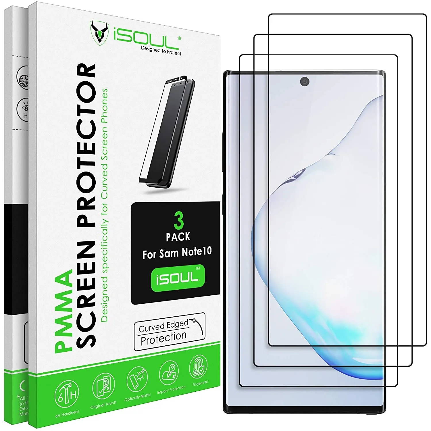 ISOUL 3 Pack Flexible Screen Protector for Samsung Galaxy Note 10 6.3"