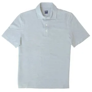 Light Blue Linen & Cotton Short Sleeve Polo Shirt