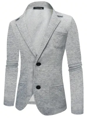 Light Grey Space Dye Pocket Patched Single Breasted Blazer