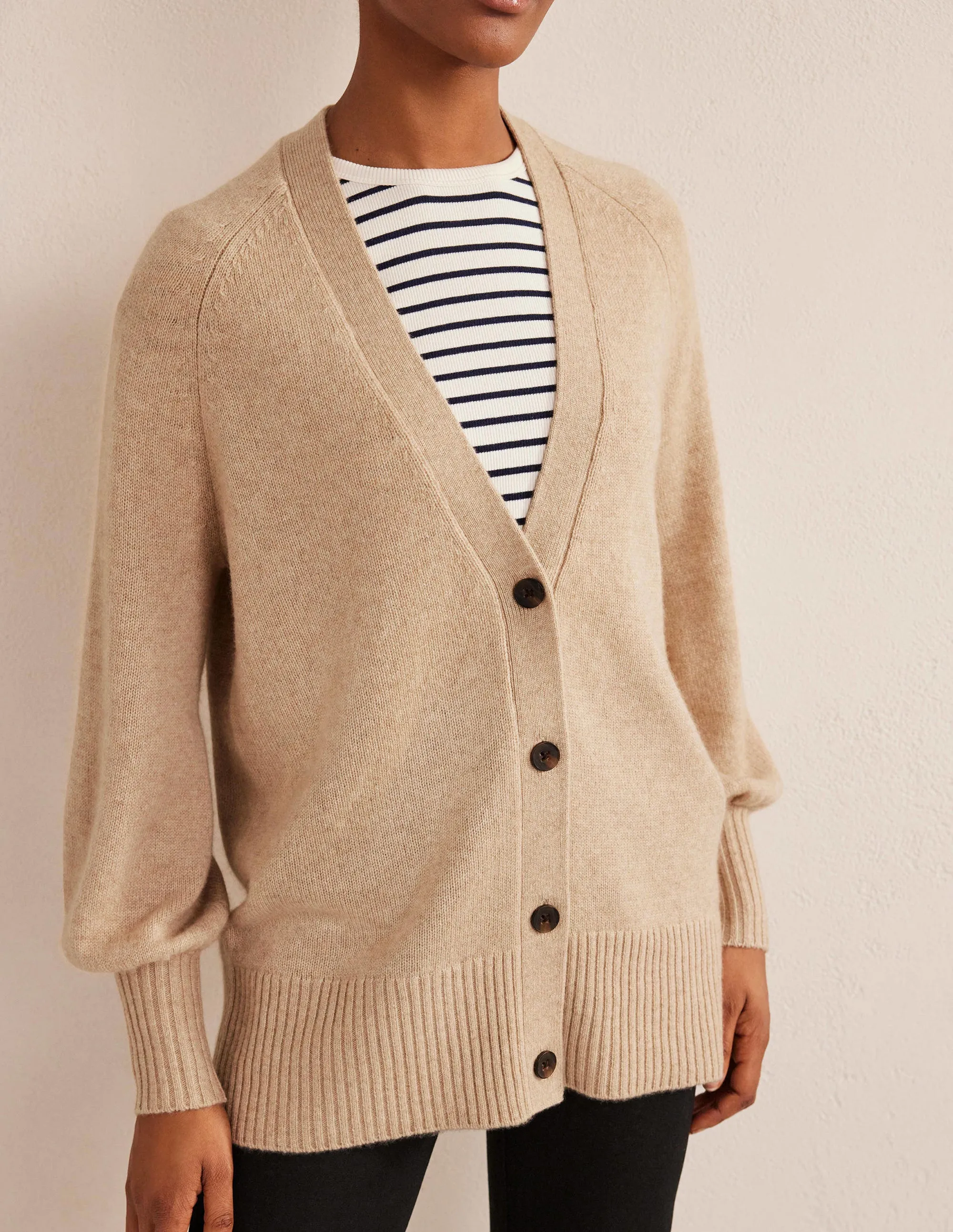 Long Cashmere Cardigan-Chinchilla Melange