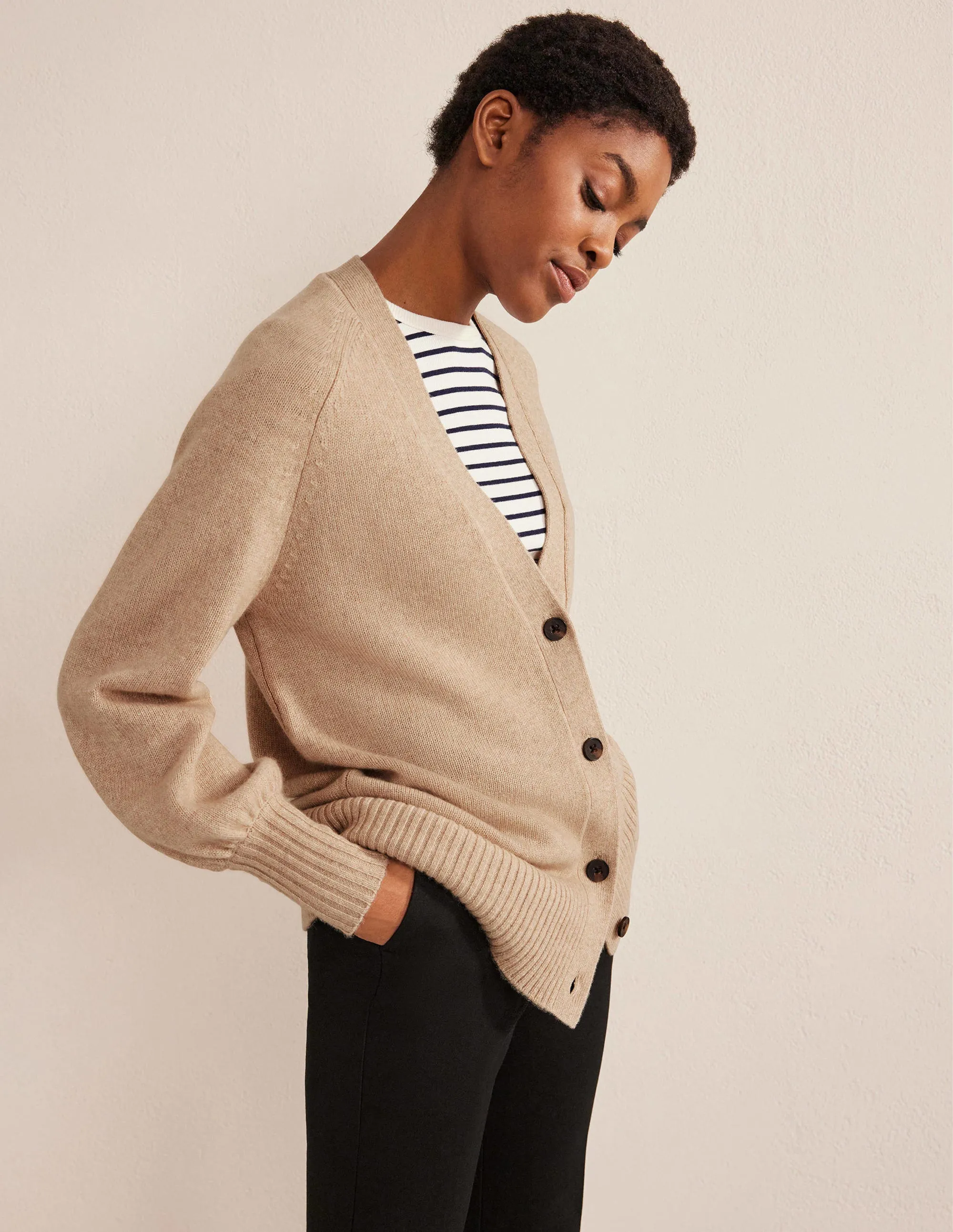 Long Cashmere Cardigan-Chinchilla Melange