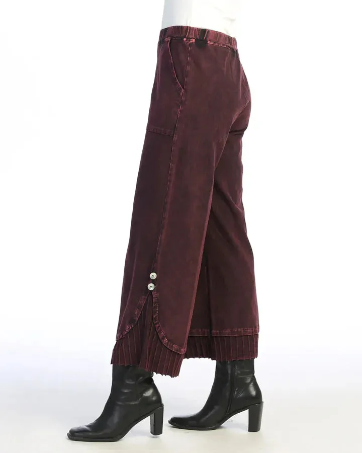 M125 Wine Pant Wide Leg/Rib Contrast Women's