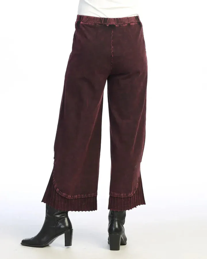 M125 Wine Pant Wide Leg/Rib Contrast Women's