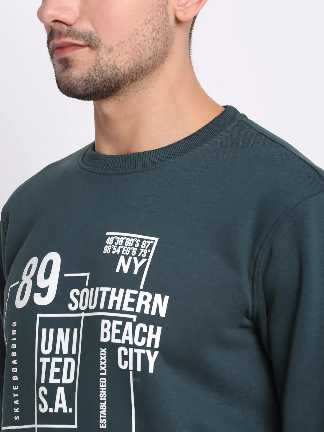 Men Green Printed Sweatshirt