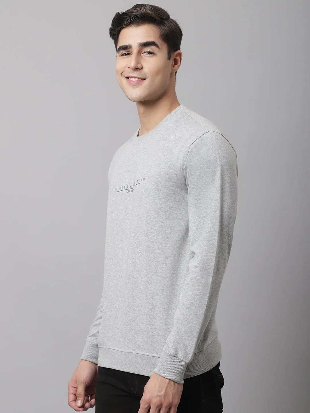 Men Grey Melange Sweatshirt