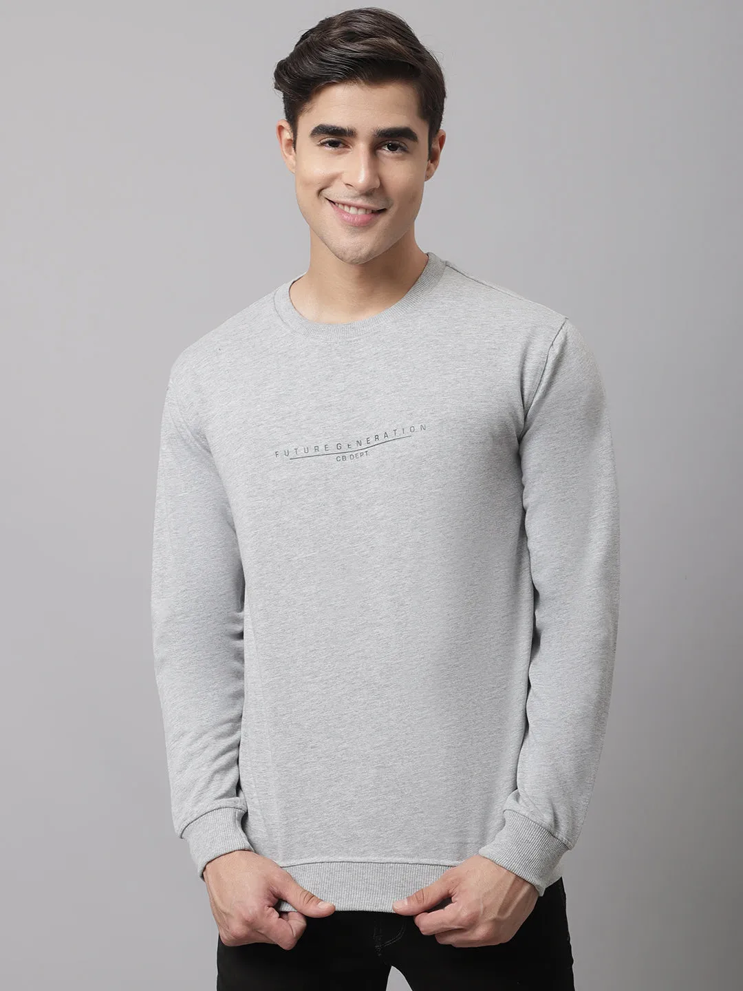 Men Grey Melange Sweatshirt