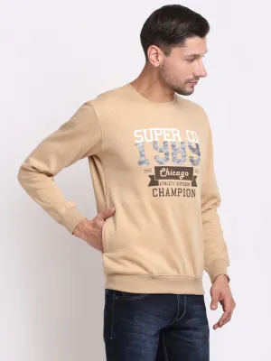 Men Light Brown Printed Sweatshirt