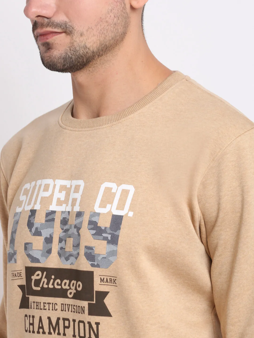 Men Light Brown Printed Sweatshirt