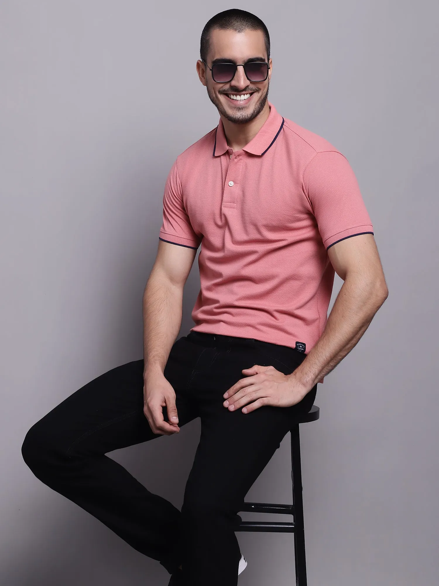 Men Pink Casual T-Shirt