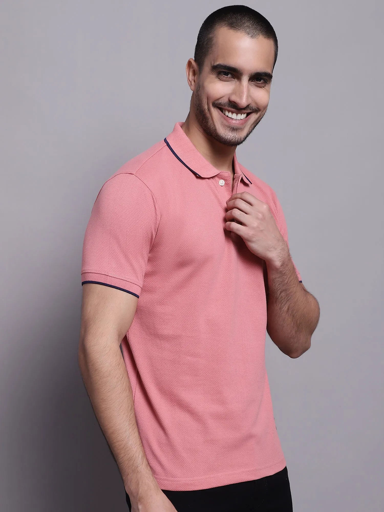 Men Pink Casual T-Shirt