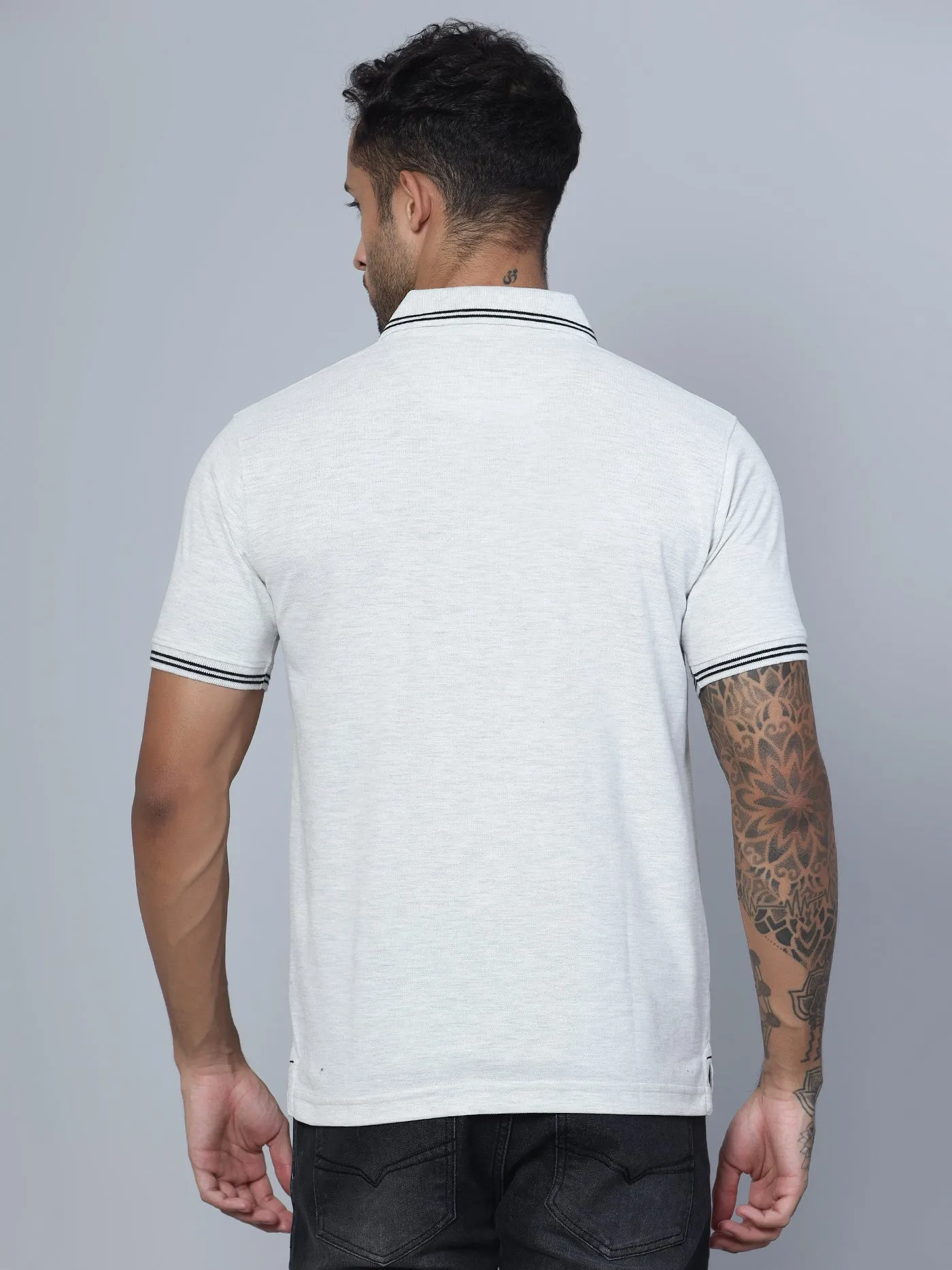 Men Polo Neck Grey T-Shirt