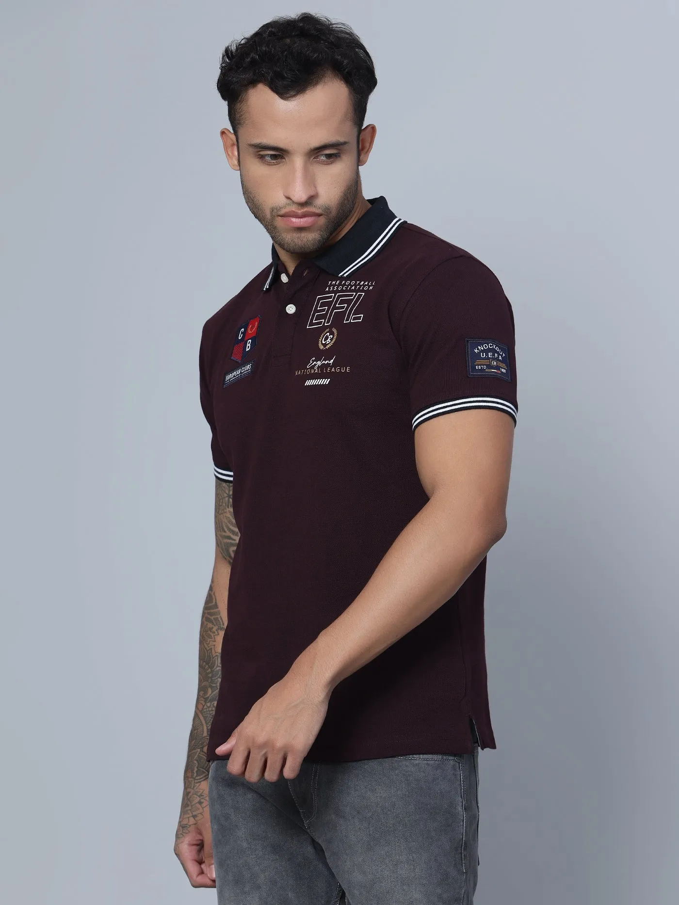 Men Polo Neck Wine T-Shirt